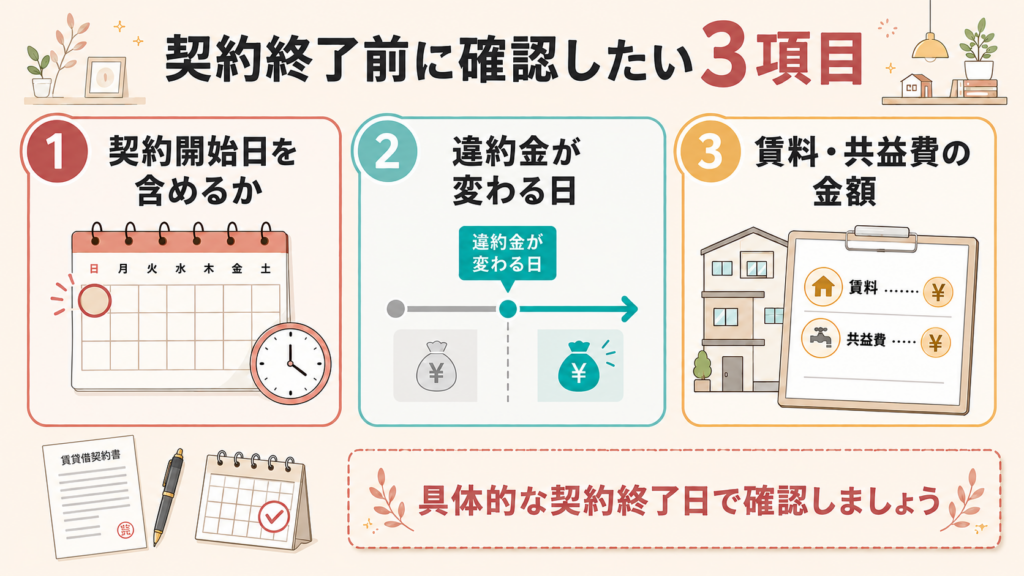 契約終了前に確認したい短期解約違約金の3項目
