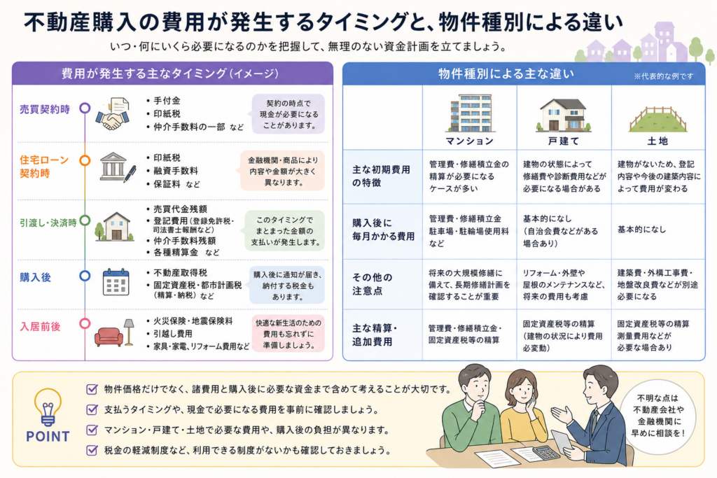 マンション・戸建て・土地で諸費用は変わる?
