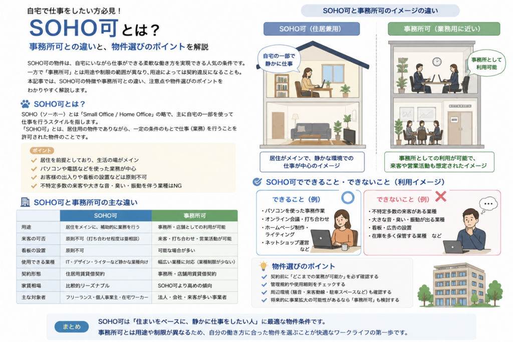 SOHO可物件とは？事務所可物件との違いについてのトップ画像