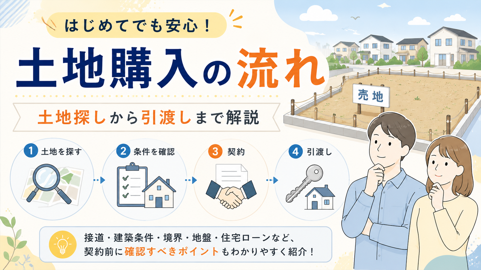土地購入の流れ｜土地探しから引渡しまで解説