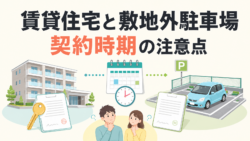 賃貸住宅と敷地外駐車場の契約時期の注意点を解説するサムネイル