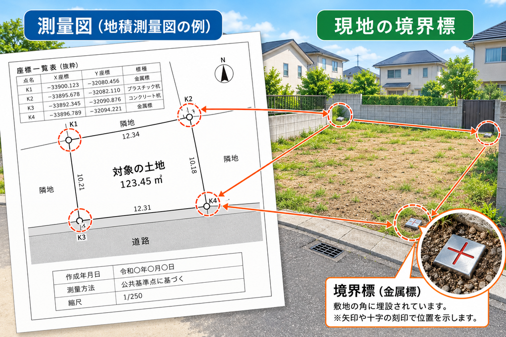 土地の境界はどう確認する?測量図と境界標の見方①